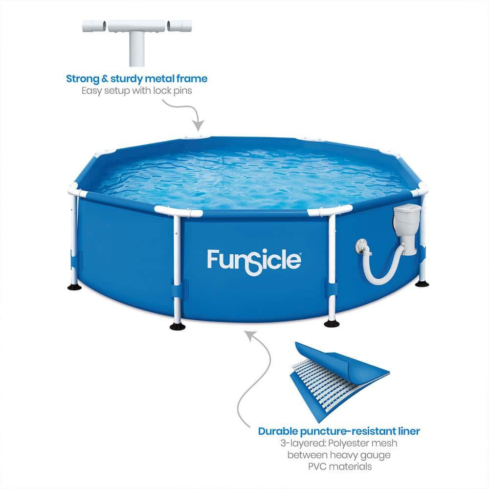 Funsicle 8ft x 30in Blue Round Frame Above Ground Pool with Filter Pump