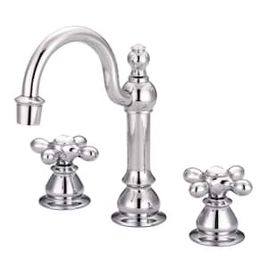 Vintage Classic 8 in. Widespread 2-Handle High Arc Bathroom Faucet with Pop-Up Drain in Triple Plated Chrome
