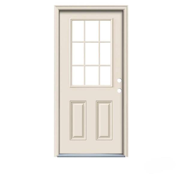JELD-WEN 36 in. x 80 in. 9 Lite Primed Steel Prehung Left-Hand Inswing Entry Door