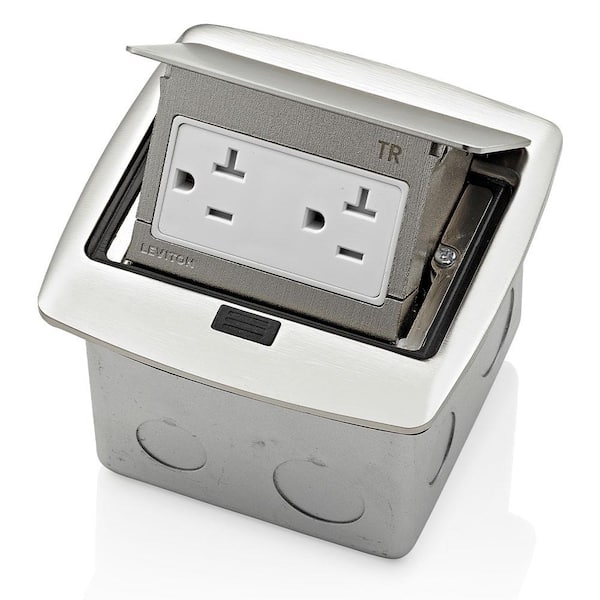 Pop-Up Floor Box with 20 Amp, Tamper-Resistant Outlet, Brushed Nickel PFTR2-BN