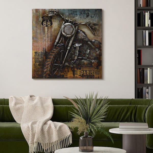 パネルアート アメリカンバイク インディアンチーフ 1937 額付 インテリア Empire Art Direct 40 in. x 40 in. 