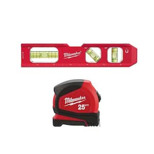 7 in. Billet Torpedo Level with 25 ft. Compact Tape Measure