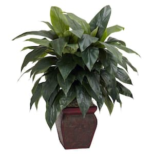 35 in. Artificial H Green Cordyline with Decorative Vase Silk Plant
