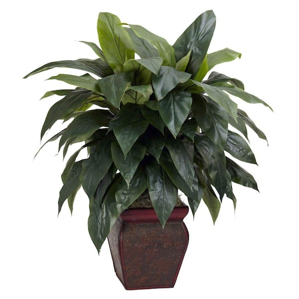 Nearly Natural 35 in. Artificial H Green Cordyline with Decorative Vase Silk Plant
