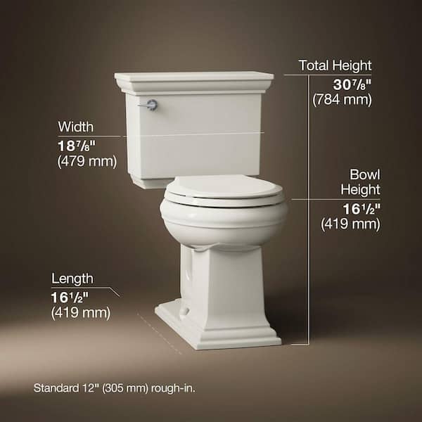 Memoirs 12 in. Rough In 2-Piece 1.28 GPF Single Flush Round Toilet in Biscuit Seat Not Included