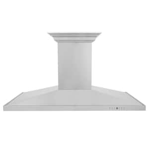 48 in. 400 CFM Ducted Island Mount Range Hood with Built-In CrownSound Bluetooth Speakers in Stainless Steel