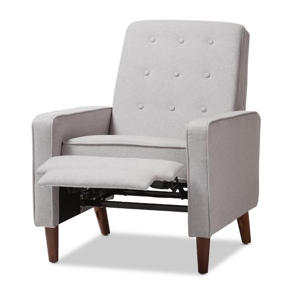 Baxton Studio Mathias Light Gray Fabric Upholstered Recliner