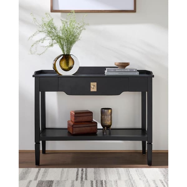 Becki Owens Doheny 14 in. Black Rectangle Wood Console Table with No Additional Features