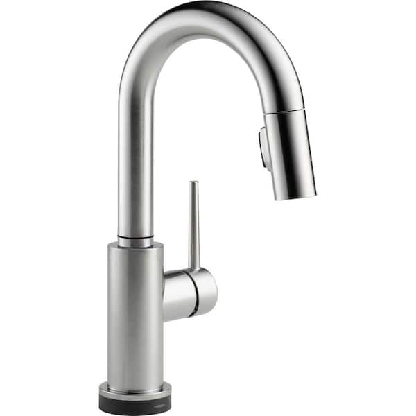 Delta Trinsic Single-Handle Pull-Down Sprayer Bar Faucet Featuring Touch2O Technology in Arctic Stainless