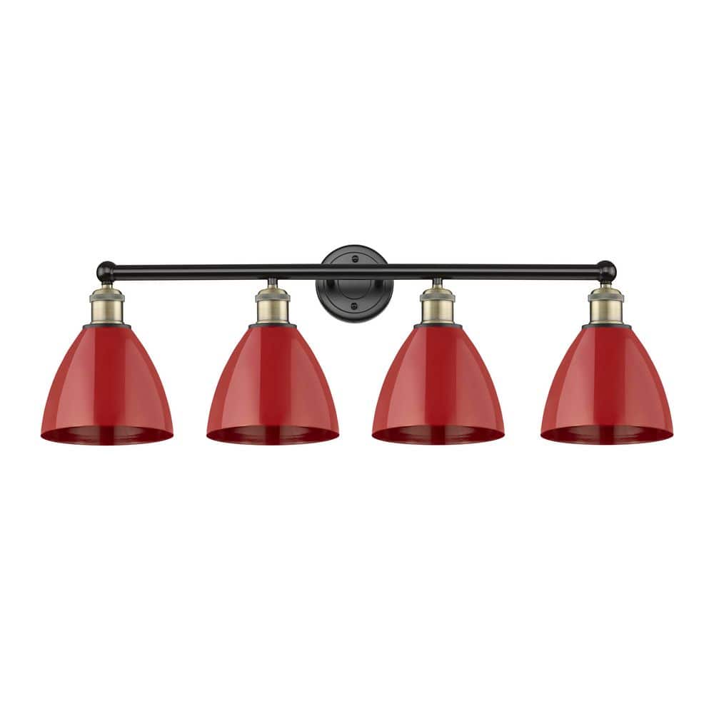 Plymouth Dome 34.5 in. 4-Light Black Antique Brass Vanity Light with Metal Shade price history on PriceWatchPro