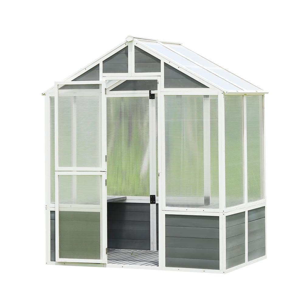 76 in. W x 48 in. D x 86 in. H Outdoor Walk-in Wooden Greenhouse in ...