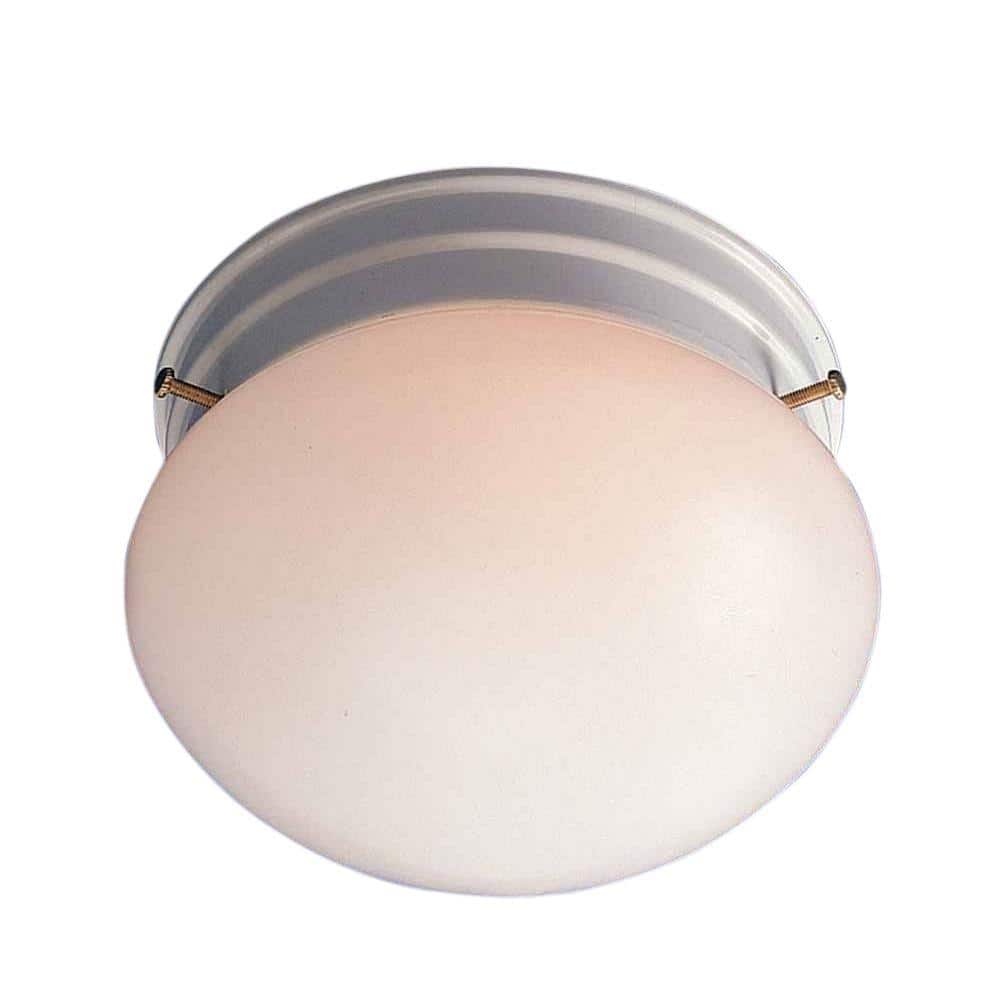 White Opalescent Glass Round Flush Mount Light