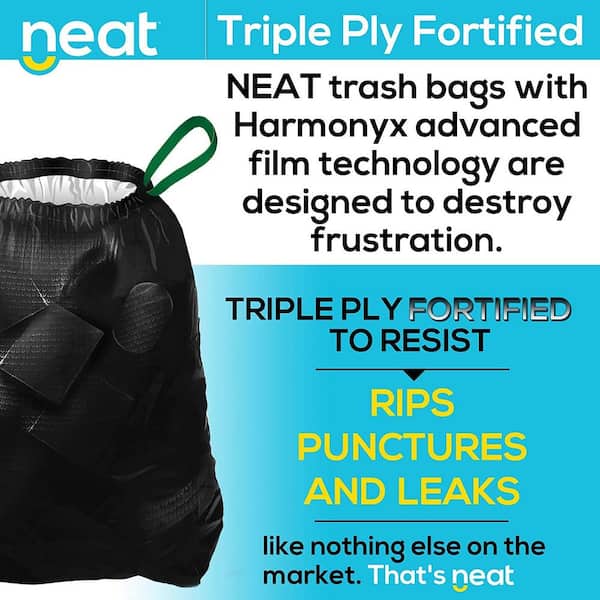NEAT Tall Kitchen 13 Gal. 1.0 Mil Drawstring Kitchen Trash Bags Triple Ply  Fortified, Eco-Friendly (Pack of 40) NEAT-13G-40FE - The Home Depot