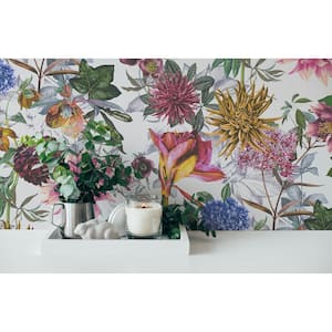 Althea Flower Garden Multi-Colored Non Pasted Non Woven Wallpaper