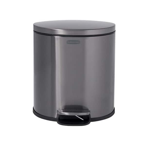 1.6 Gal. Stainless Steel Semi Round Step-On Household Metal Trash Can