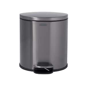 1.6 Gal. Stainless Steel Semi Round Step-On Household Metal Trash Can