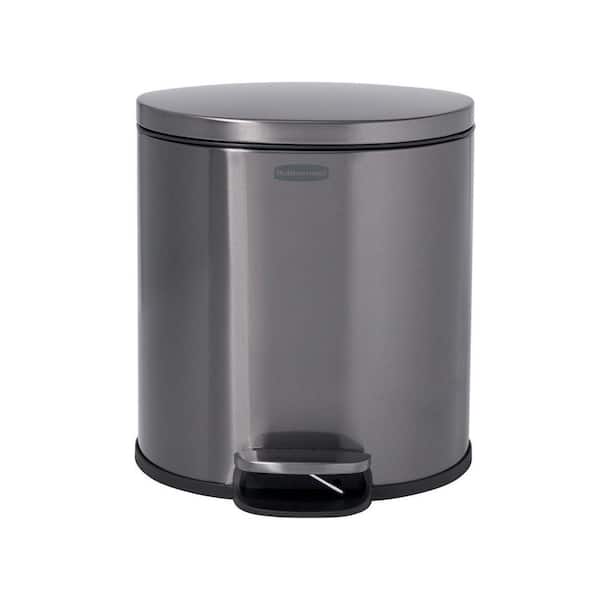 Rubbermaid 1.6 Gal. Stainless Steel Semi Round Step-On Household Metal Trash Can