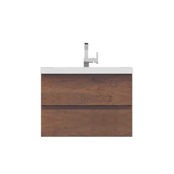 Alya Bath Paterno 30 in. W x 19 in. D Wall Mount Bath Vanity in Rosewood with Acrylic Vanity Top in White with White Basin
