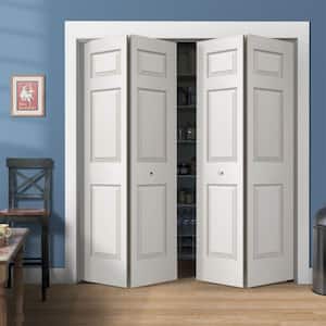 72 in. x 80 in. 6 Panel Colonist White Painted Textured Molded Composite Closet Double Bi-fold Door