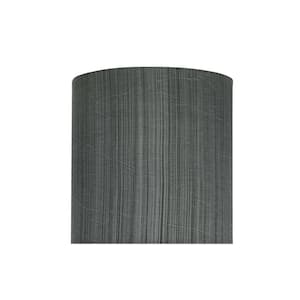 8 in. x 8 in. Grey and Black Drum/Cylinder Lamp Shade
