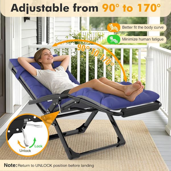 SUKLOM 2-Pieces XXL Zero Gravity Chair 500 lbs. Folding Recliner