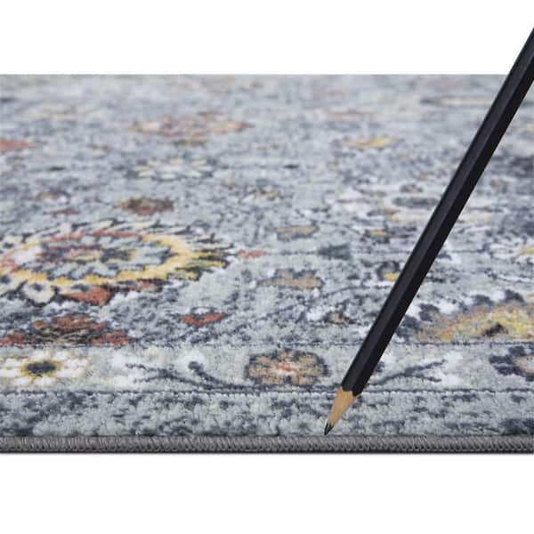 Eden Collection Pelmut Garden Blue 5 ft. x 7 ft. Machine Washable Traditional Indoor Area Rug