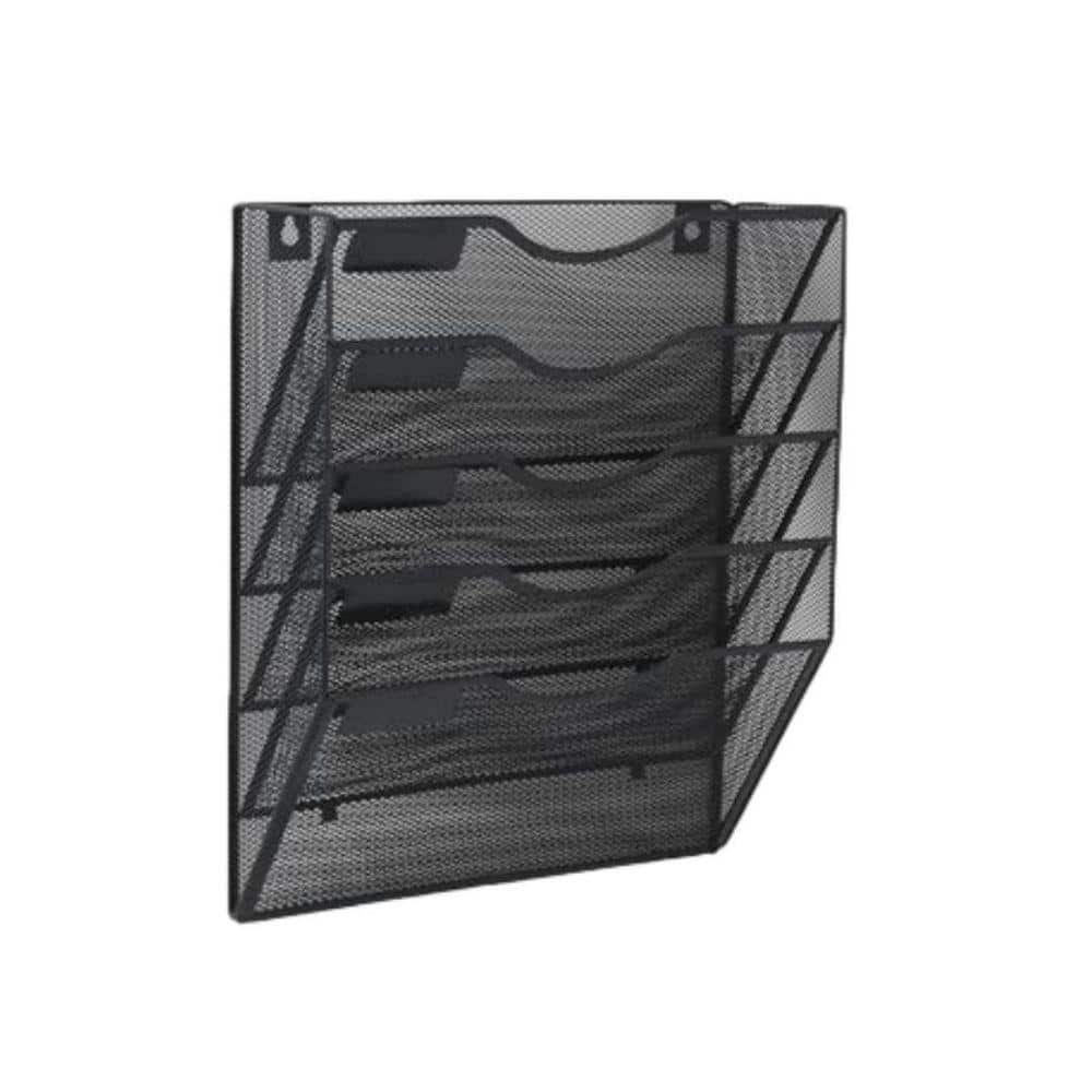 Mesh Black 12.8 in. x 3.9 in. Mesh Hanging Wall File Magazine Rack