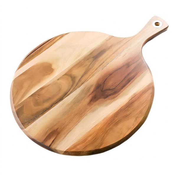 Acacia Wood Natural Finish Pizza Peel Wooden Cutting Board with Handle for Baking Homemade Pizza Bread Cheese