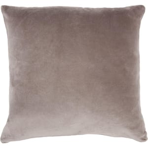 Lifestyles Taupe Velvet 16 in. x 16 in. Throw Pillow