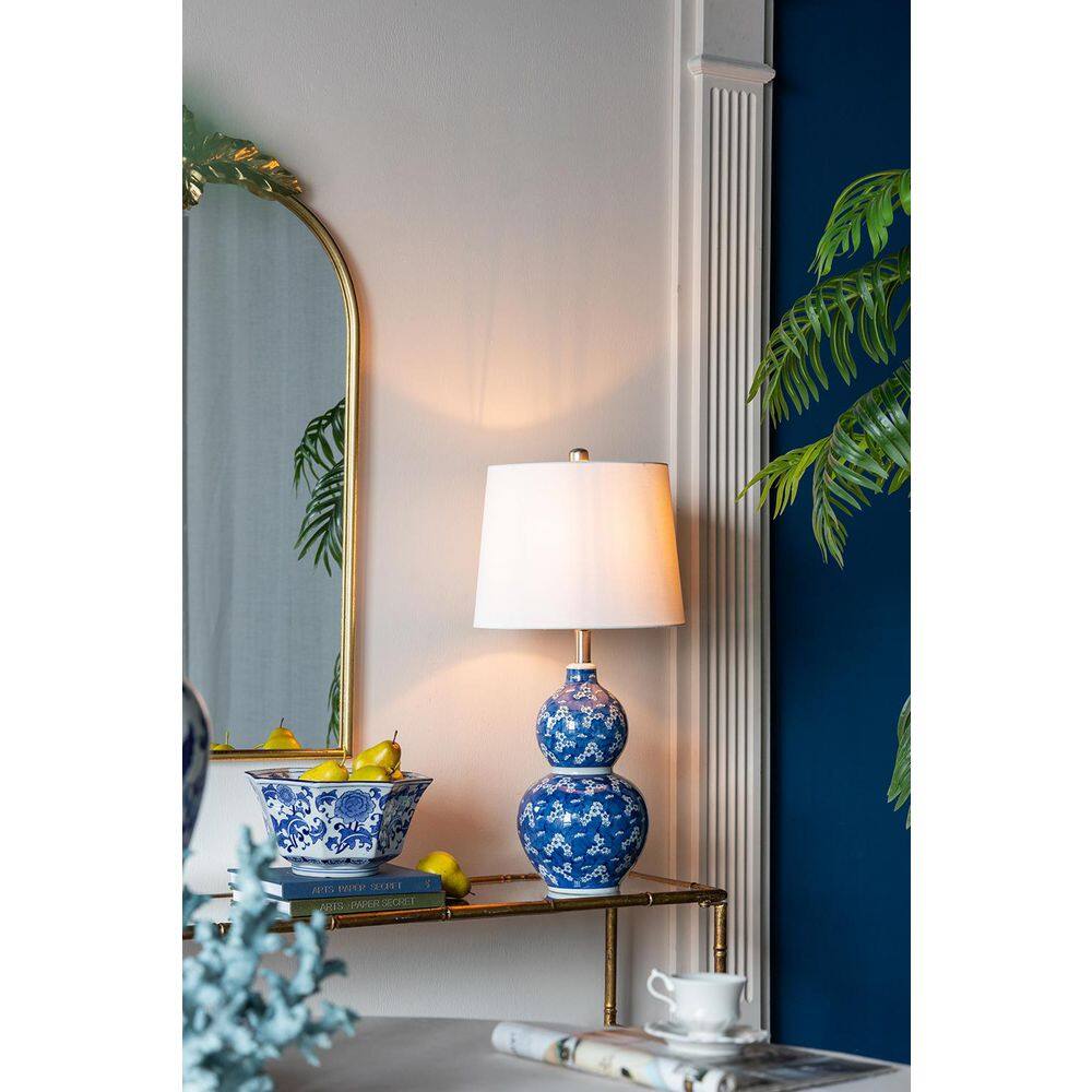 26 in. Blue Ceramic Modern Integrated LED Table Lamp for Living Room, Bedroom, Office with White Metal Shade price history on PriceWatchPro