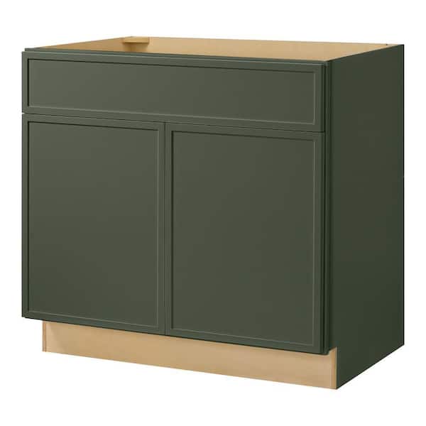 Leyton 36 in. W x 24 in. D x 34.5 in. H Ready to Assemble Plywood Slim Shaker Base Kitchen Cabinet in Fern Green