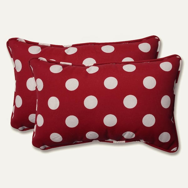 Pillow Perfect Polka Dot Red Rectangular Outdoor Lumbar Throw Pillow 2-Pack