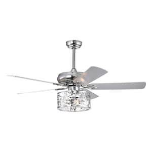 52 in. Smart Indoor Silver Openwork Design Ceiling Fan with Remote, Timer and 3 Adjustable Wind Speeds