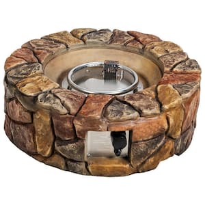40000 BTU Gas Outdoor Fire Pit Table Electronic Propane Ignition Lava Rock Brown