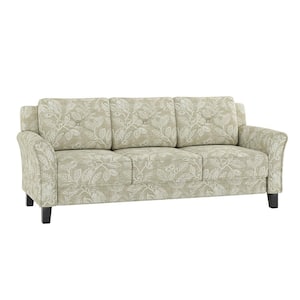 Bruce 79 in. Trasitional Lamb Wool Slipcovered Sofa with Tapered Legs-Floral