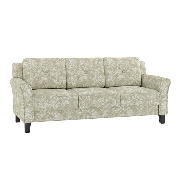 JAYDEN CREATION Bruce 79 in. Trasitional Lamb Wool Slipcovered Sofa with Tapered Legs-Floral