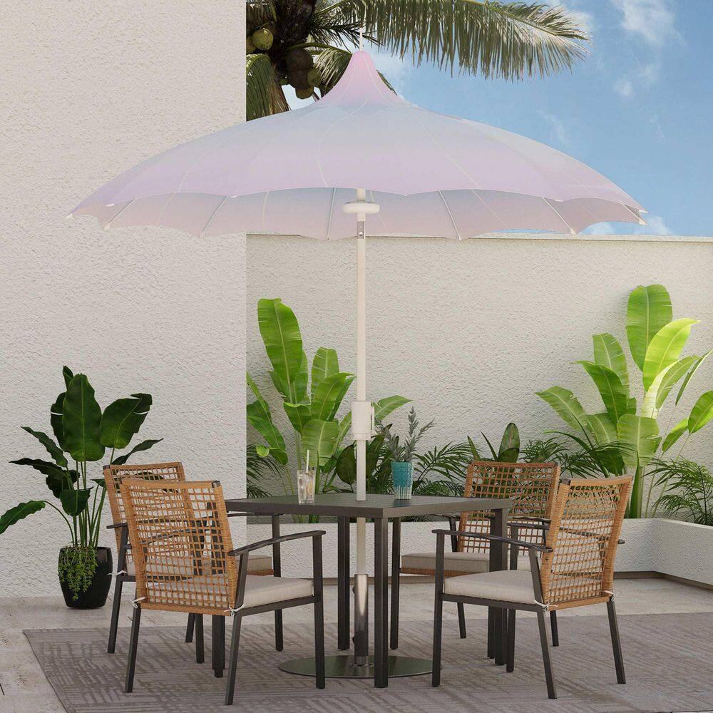 9 ft. Metal Outdoor Pagoda Market Patio Umbrella 108 in with Lights in Blue price history on PriceWatchPro