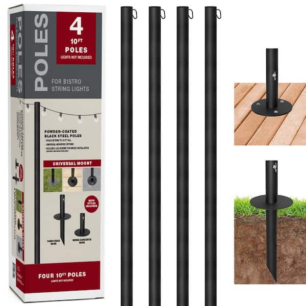 EXCELLO GLOBAL PRODUCTS Four 10 ft. String Light Poles EGP-HD-0361 - The Home  Depot