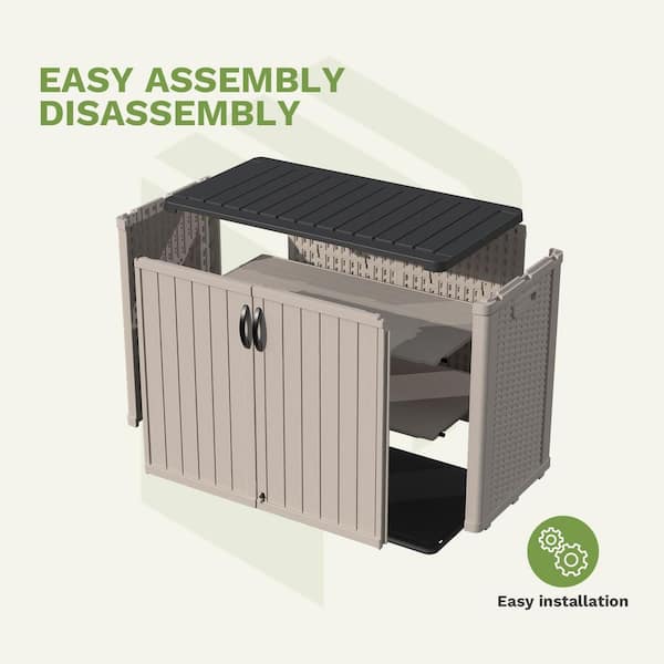 Patiowell - 44 in. W x 22 in. D x 0.67 in. H Beige Resin Shed Shelving for 4 ft. W x 2.1 ft. D Resin Vertical Storage Plastic Shed