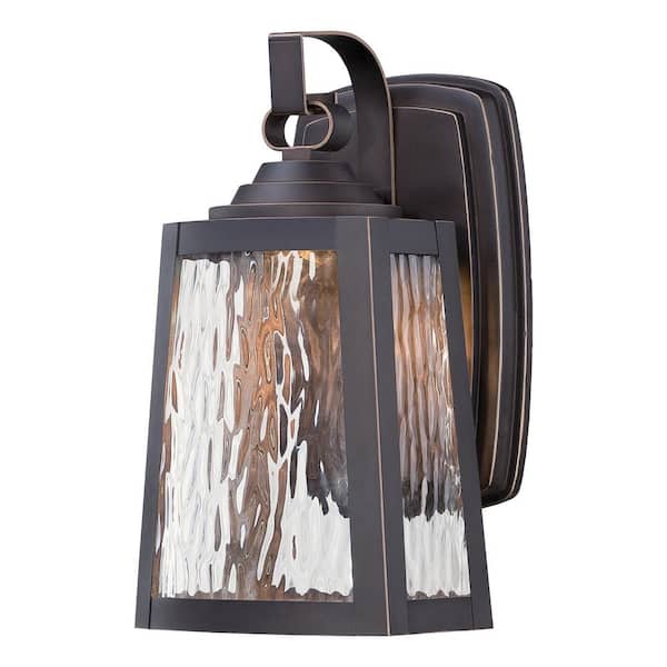 the great outdoors by Minka Lavery Talera 1-Light Oil Rubbed Bronze Integrated Wall Lantern Sconce with Gold Highlights