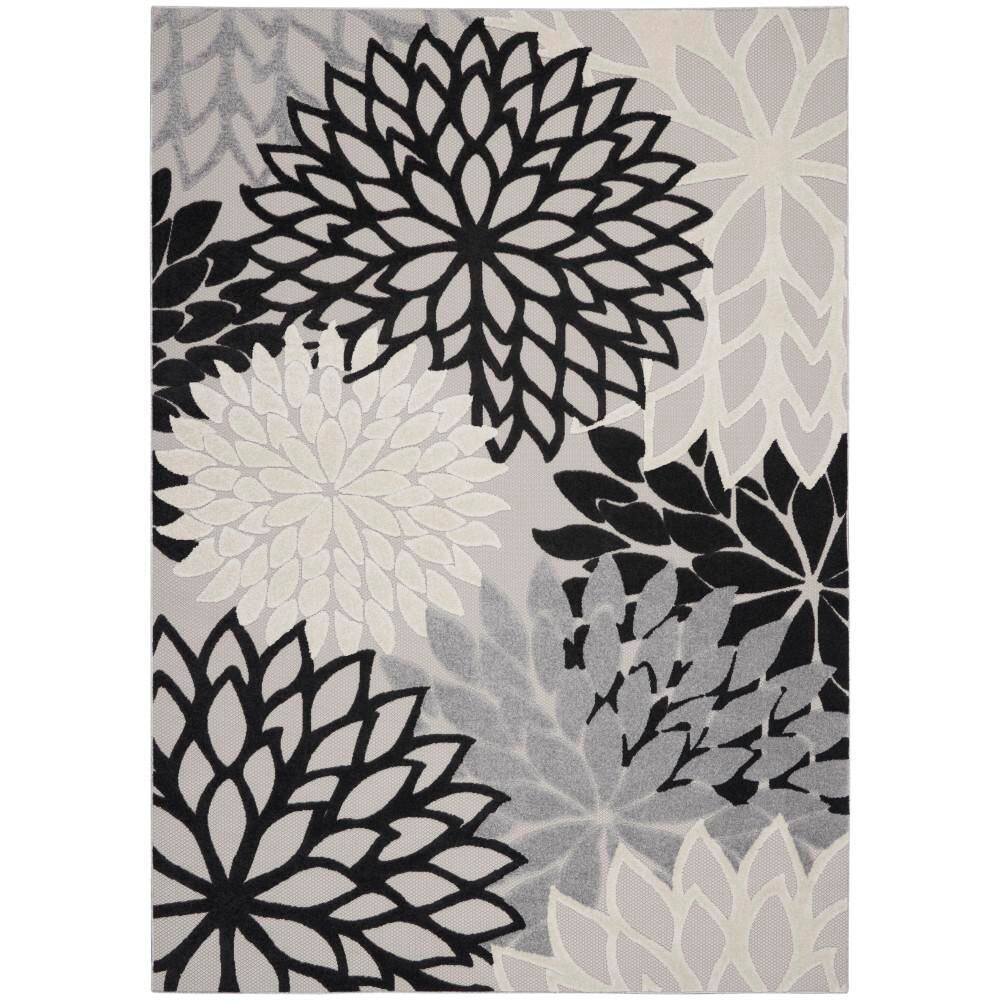 Aloha Contemporary Black White 9 ft. x 12 ft. Floral Indoor/Outdoor Patio Area Rug price history on PriceWatchPro