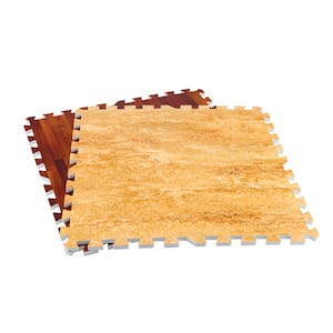 Travertine Faux Wood 24 in. W x 24 in. L x 0.5 in. Thick Foam Exercise\Gym Flooring Tiles (4 Tiles\Case) (16 sq. ft.)