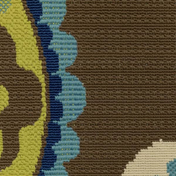Brown 2 ft. x 8 ft. Loomed Oriental Polypropylene Rectangle Indoor/Outdoor Area Rug