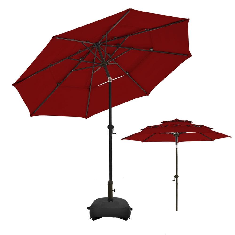 PASAMIC 9 ft. 3 Tiers Aluminum Outdoor Market Umbrella Patio Umbrella ...