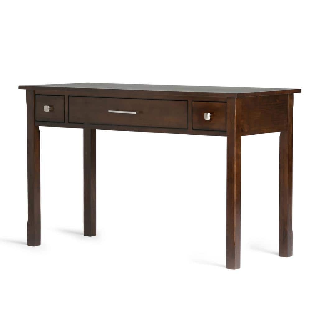 Rich Tobacco Brown Pine Wood Writing Desk with Drawers