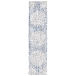 Ebony Blue/Ivory 2 ft. x 9 ft. Oriental Runner Rug