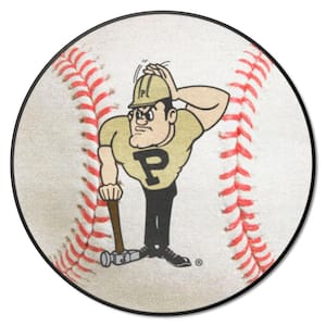 Purdue Boilermakers White 2 ft. Round Baseball Area Rug