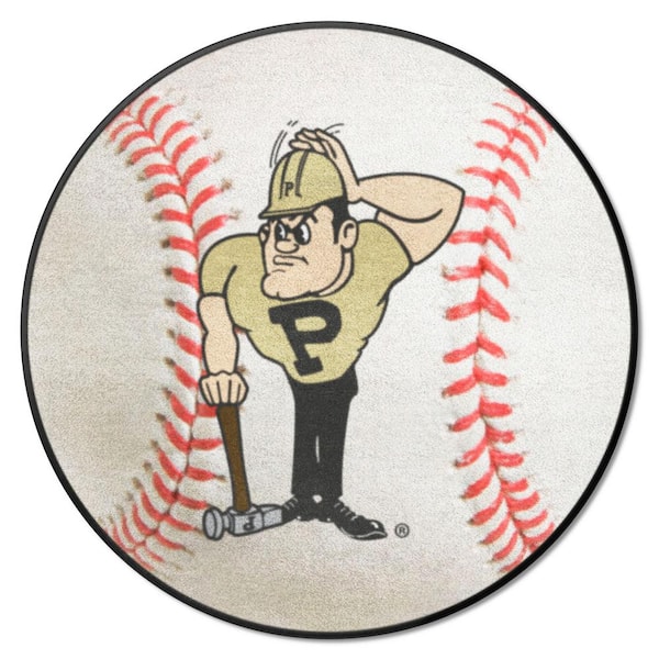 FANMATS Purdue Boilermakers White 2 ft. Round Baseball Area Rug