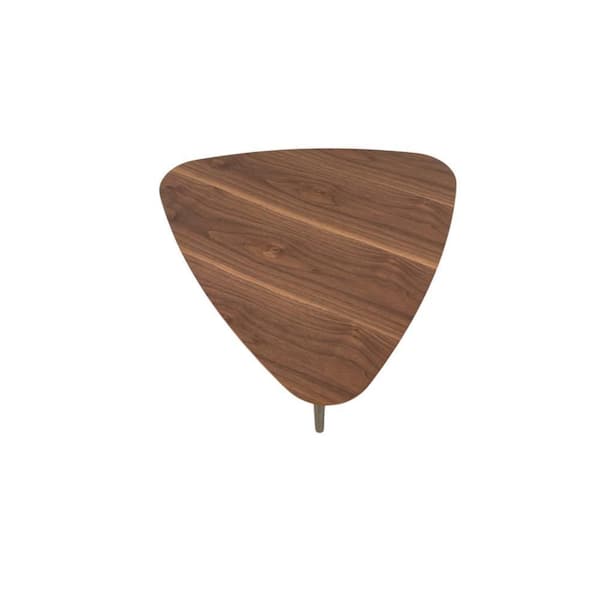 Benjara Hle 22 in. Walnut Brown and Chrome Triangle Wood Coffee