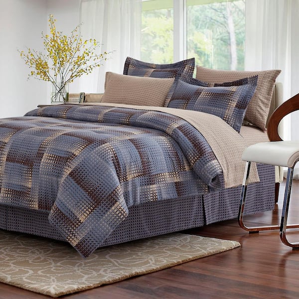 Brown & Grey Shadow 8-Piece Brown Queen Comforter Set